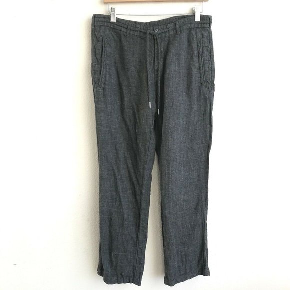 Baird McNutt Other - Baird McNutt Murano Linen Pants Mens Size 32 x 30 Straight Flat Front Dark Gray